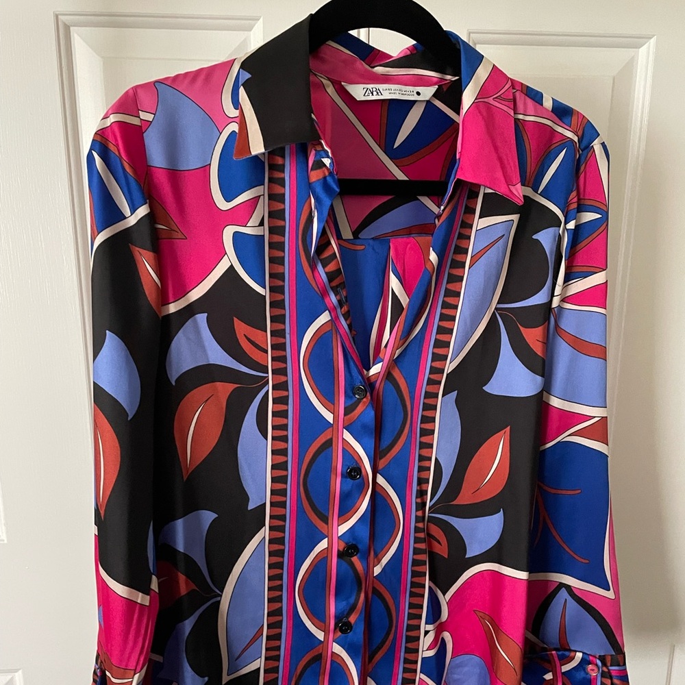 Zara multi-color patterned blouse
